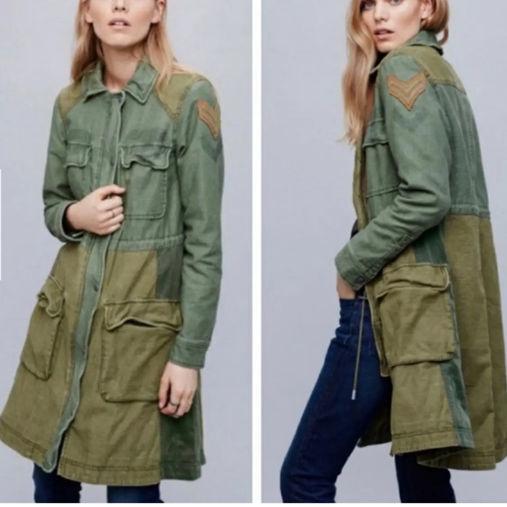 Free People Green Military Field Jacket with Relaxed Fit